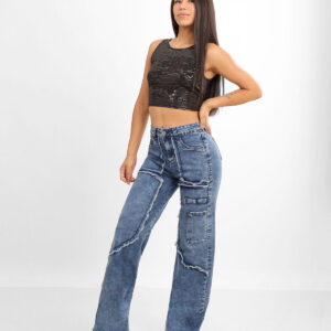 Wid leg Azul Urban Flecos