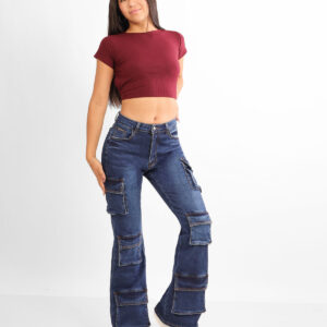 Cargo Jeans Multipocket Azul